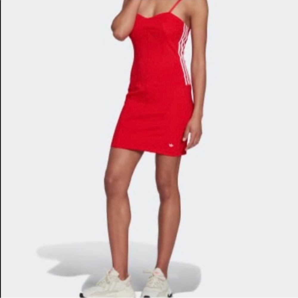 Red Adidas corset dress size M.